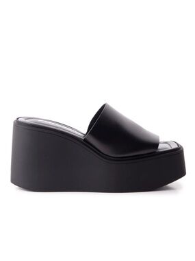 NIB L’intervalle Rieti Black Leather Size 38 Platform Sandal